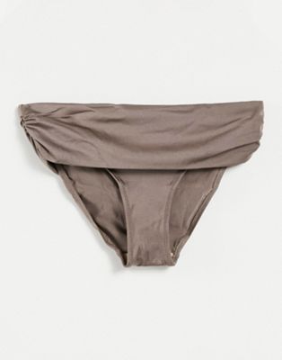 Pour Moi Fuller Bust Azure fold over bikini bottom in bronze - ASOS Price Checker