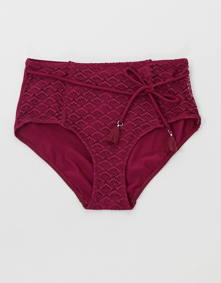 Pour Moi Fuller Bust Castaway bikini bottom in berry-Red
