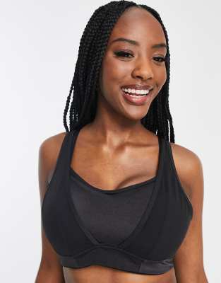 Energy Infinite Double Strap Lightly Padded Convertible Sports Bra, Black