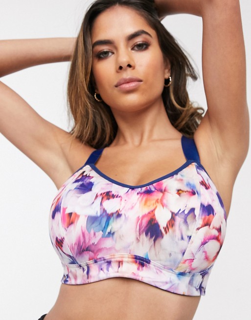Pour Moi Fuller Bust Energy sports bra in blurred floral