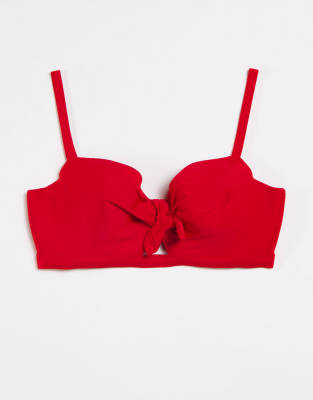 Pour Moi Fuller Bust – Horizon – Czerwona usztywniana góra od bikini z fiszbinami i wiązaniem