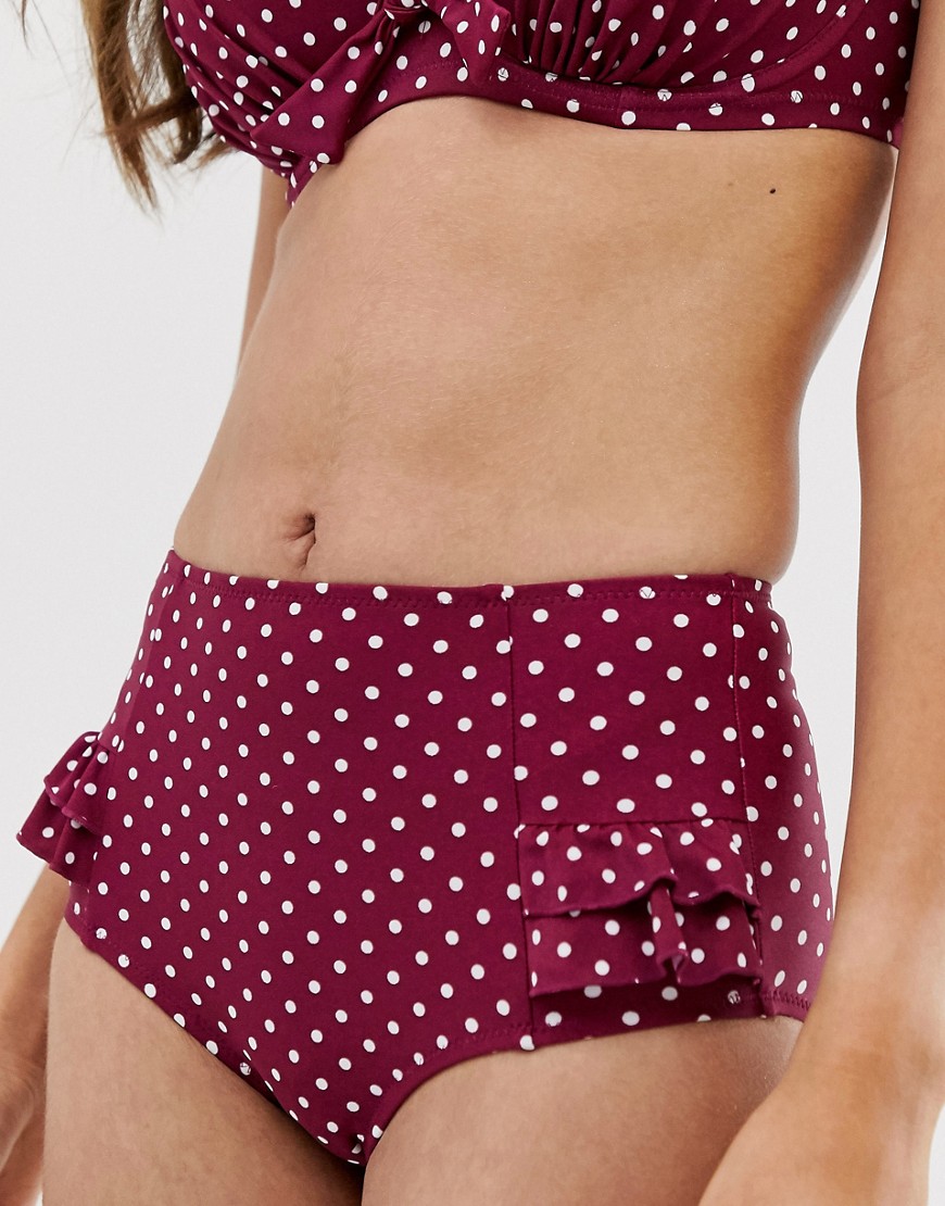 Pour Moi - Fuller Bust - Hot Spots - Kirsebærfarvede højtaljede bikinitrusser-Rød