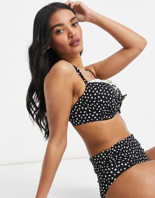 Pour Moi Fuller Bust Hotspots fold over bikini bottom in polka dot