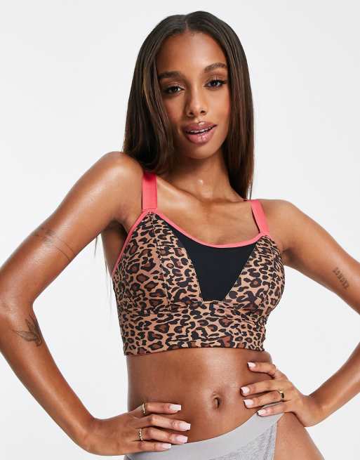 Pour Moi Fuller Bust Pulse longline underwired sports bra in leopard