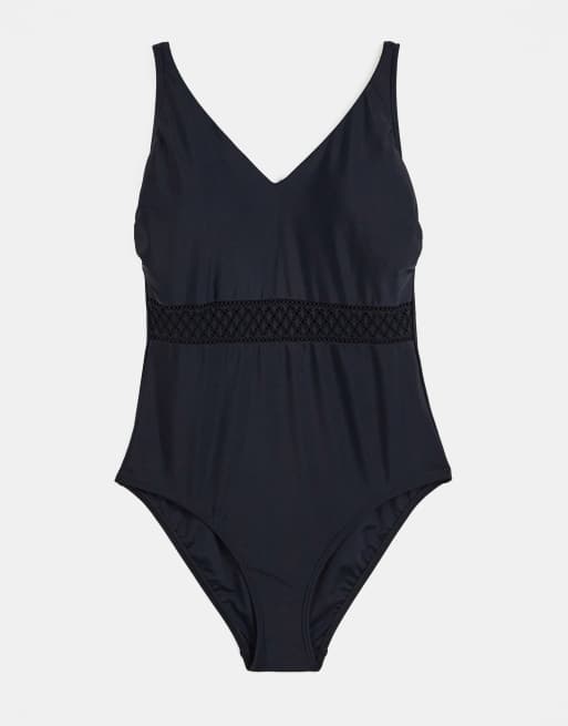 Pour Moi Fuller Bust Sahara Swimsuit In Black ASOS