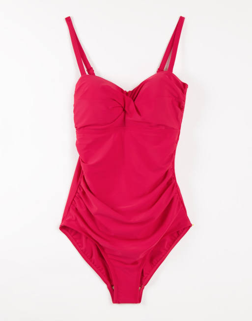 Pour Moi Fuller Bust Santa Monica swimsuit in red | ASOS