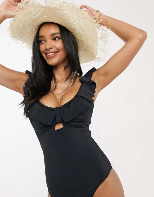 Black frill sale swimsuit