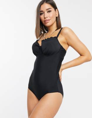 POUR MOI FULLER BUST SPLASH UNDERWIRED SWIMSUIT IN BLACK,6012