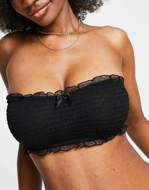 Pour Moi Fuller Bust Summer Vibe sheer bandeau with removeable straps in black, 3 of 4