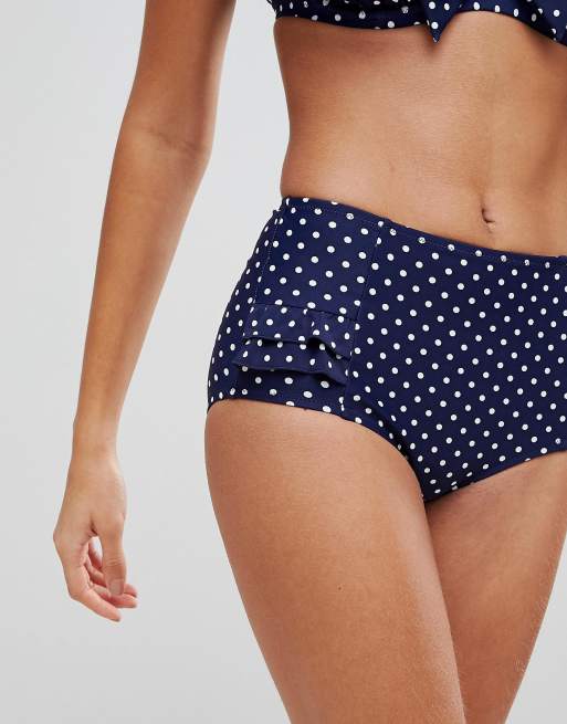 Pour Moi – Granatowy dół od bikini w groszki o podwyższonym stanie, 3 z 4