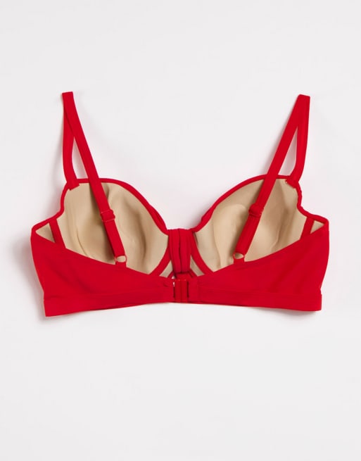 Pour Moi – Größere Brust – Horizon – Gepolstertes Bügel-Bikinioberteil mit Schnürung in Rot, 2 von 4