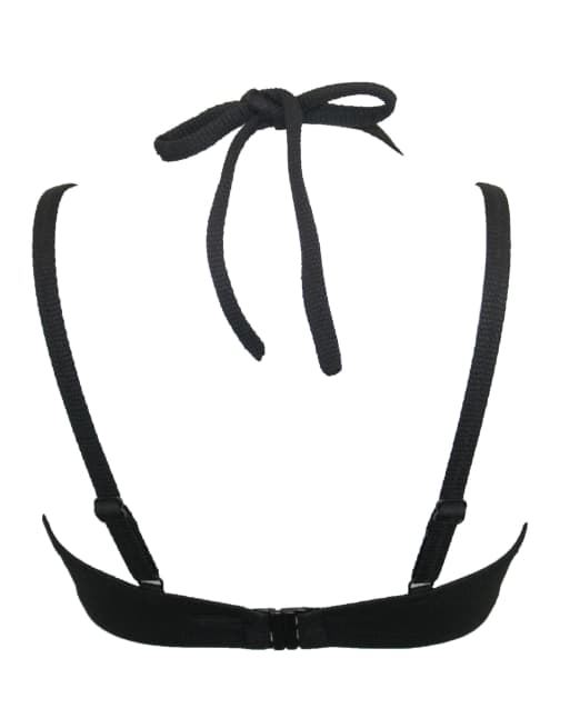 Pour Moi Hawaii Double Strap Underwired Padded Halter Bikini Top in Black, 7 of 7