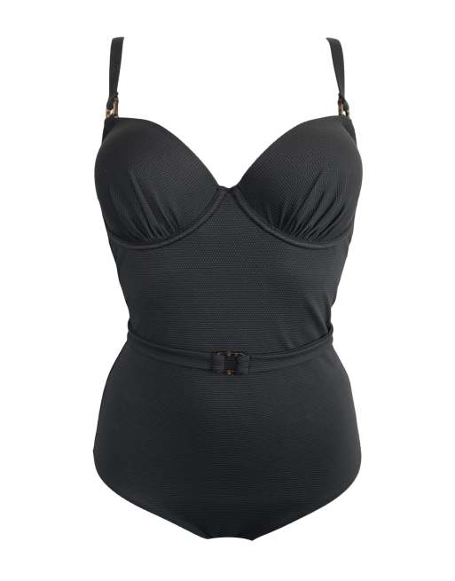 Pour Moi Hawaii Underwired Lightly Padded Swimsuit in Black, 6 of 7
