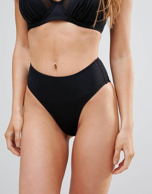 Pour Moi high leg bikini bottom in black