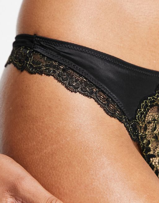 Chain Detail Lace Thong