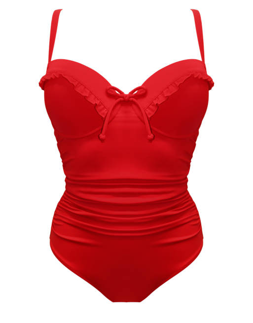 Pour Moi Ocean Breeze Padded Underwired Swimsuit in Red, 6 of 7