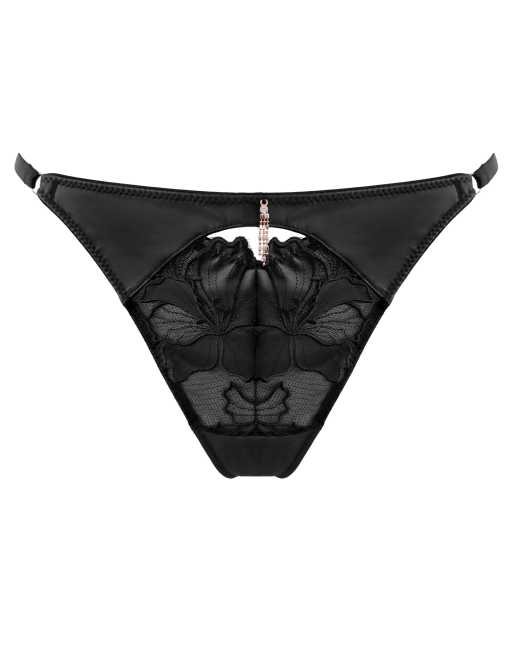 Pour Moi Onyx Embroidery G String Thong in Black, 4 of 5