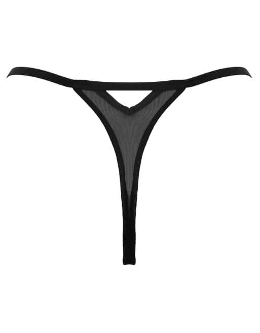 Pour Moi Onyx Embroidery G String Thong in Black, 5 of 5