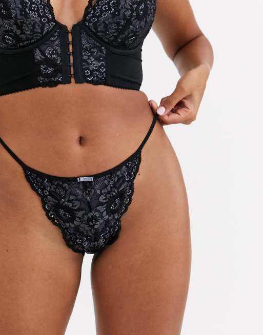 Pour Moi – Opulence – Grå stringtrosa med spets, 3 av 4
