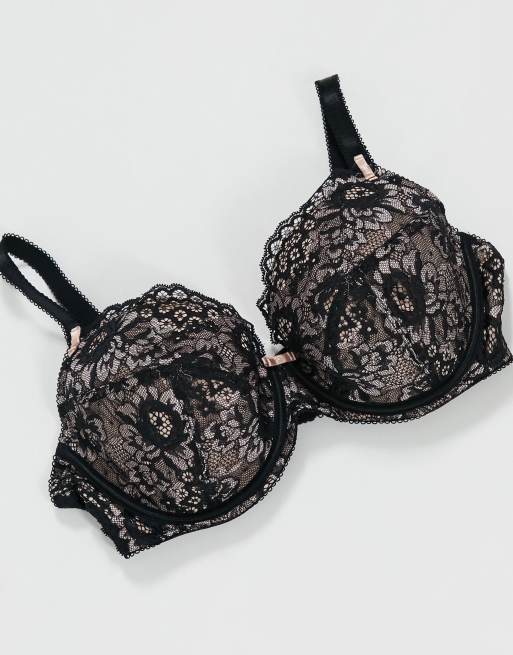 Pour Moi - Opulence - Let polstret BH i sort og lyserød med bøjle