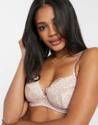 Buy Mink Floral Lace Underwired Bra 36DD, Bras