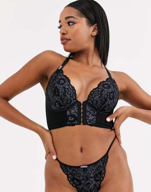 Pour Moi - Opulence - Reggiseno coppe grandi a corpetto grigio con chiusura sul davanti