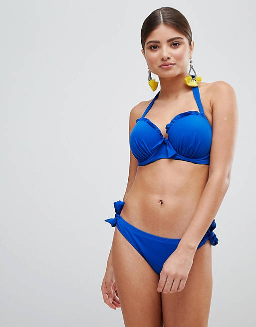 Pour Moi Padded Underwired Bikini Top in cobalt blue