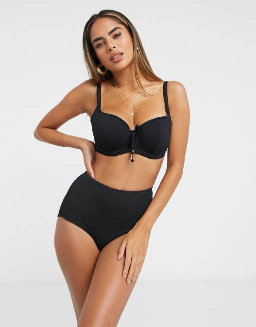 Pour Moi - Poitrines généreuses - Sol Beach - Haut de bikini côtelé à décolleté en cœur et armatures - Noir