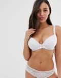 [Pour Moi] Pour Moi Rebel padded lace plunge bra in white 12E White