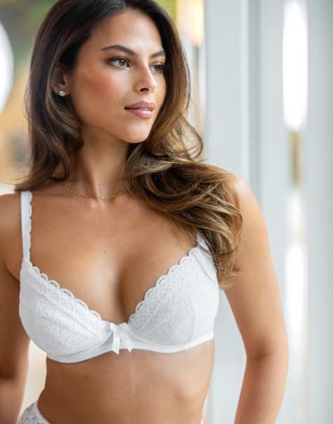 Pour Moi Rebel Padded Plunge Bra in White - view 1