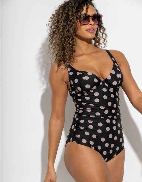 Pour Moi Rosa Cove Underwired Non Padded Swimsuit in Black Spot - view 1