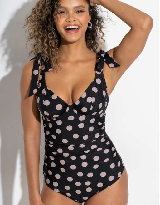Pour Moi Rosa Cove Underwired Non Padded Swimsuit in Black Spot, 3 of 7
