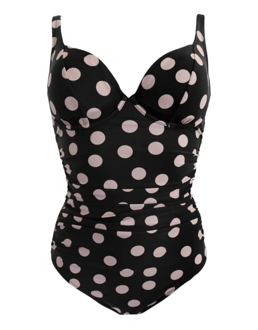 Pour Moi Rosa Cove Underwired Non Padded Swimsuit in Black Spot, 5 of 7
