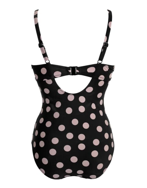 Pour Moi Rosa Cove Underwired Non Padded Swimsuit in Black Spot, 7 of 7