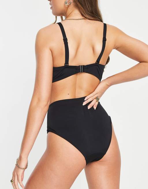 Pour Moi Santa Cruz high waist bikini bottom in black , 3 of 4
