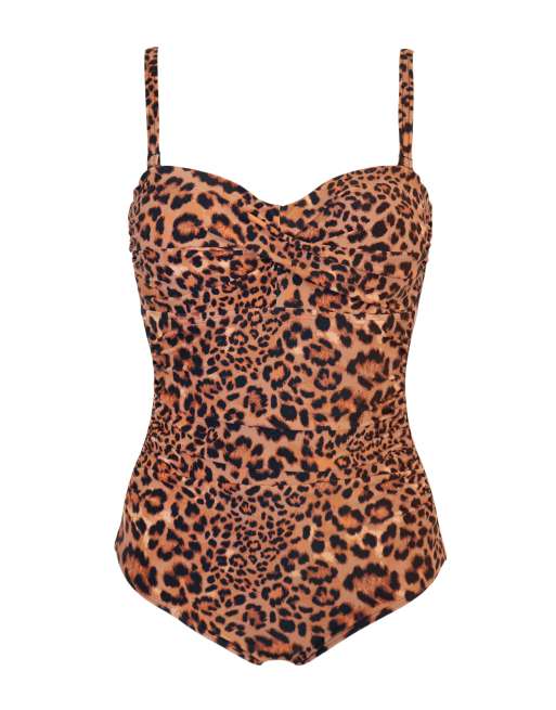 Pour Moi Santa Monica Strapless Tummy Control Swimsuit in Leopard, 5 of 6