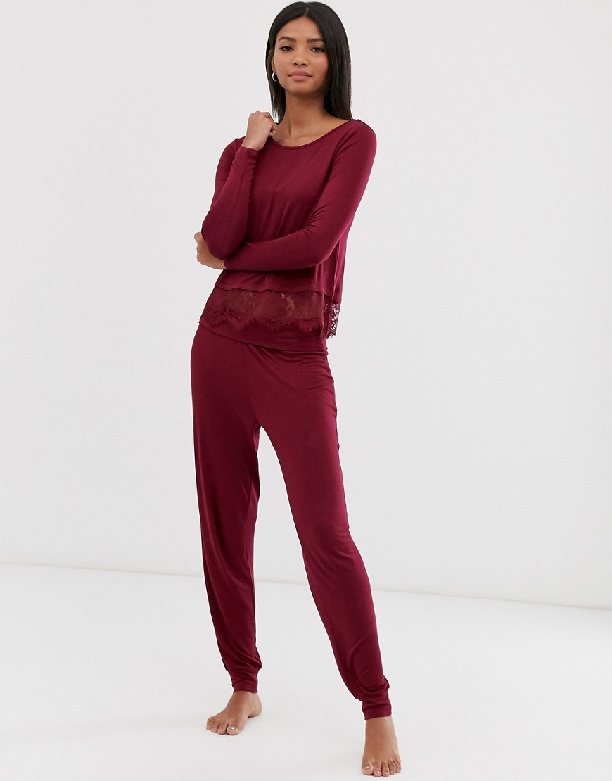 Pour Moi - Sofa love - Pantaloni del pigiama con risvolto elastico sul fondo-Rosso