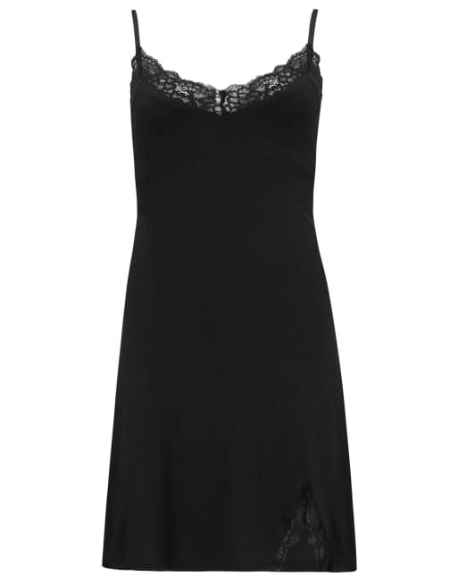Pour Moi Sofa Loves Lace Hidden Support Strappy Jersey Chemise in Black, 6 of 7