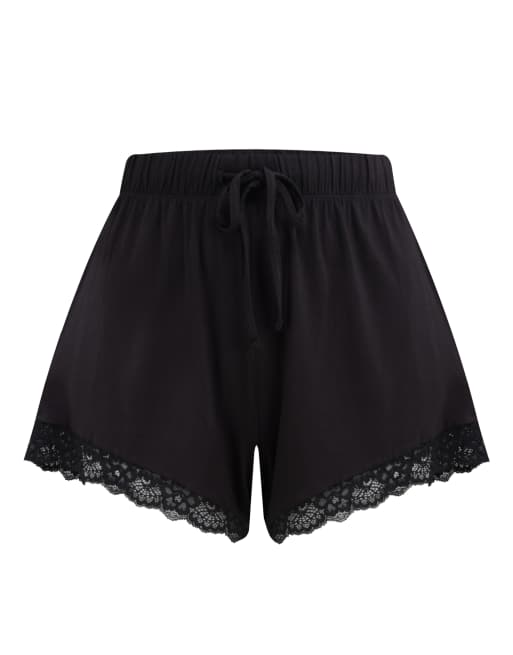 Pour Moi Sofa Loves Lace Soft Jersey Short in Black, 5 of 6
