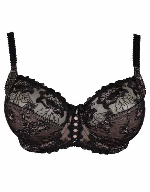 Pour Moi Sofia lace embroidered side support bra d-j in black, 5 of 6