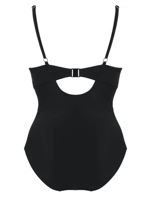 Pour Moi St Barts Push Up Boost Padded Underwired Control Swimsuit in Black, 7 of 7