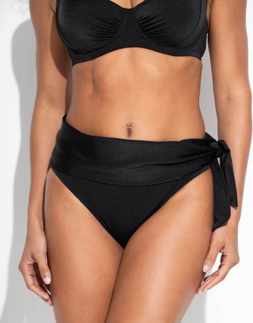 Pour Moi St Kitts Tie Fold Over Brief in Black, 2 of 7
