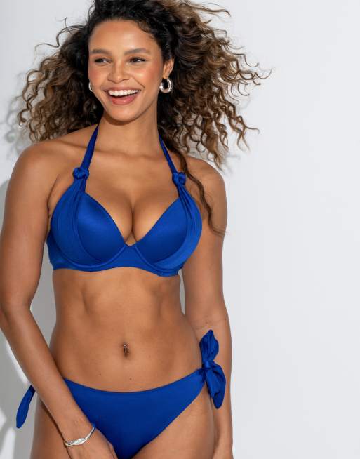 Pour Moi St Kitts Underwired Boost Push Up Padded Bikini Top in Ultramarine, 2 of 5
