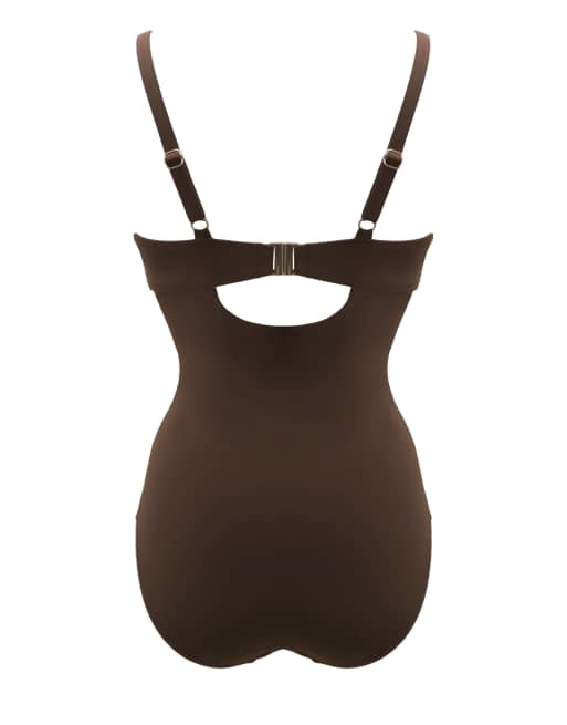Pour Moi Tulum Luxe Matte Padded Underwired Swimsuit in Chocolate, 5 of 5