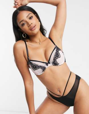 Pour Moi Pour Moi voila underwired bra in pink & black