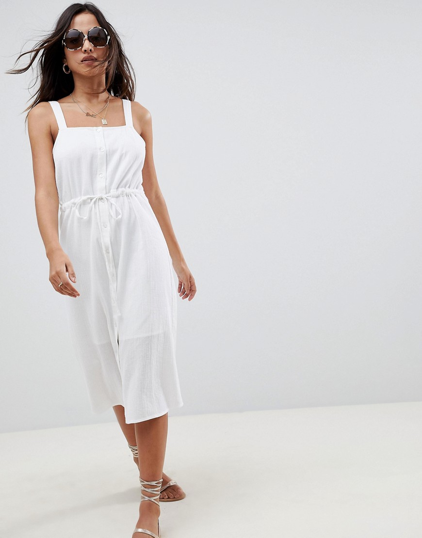 фото Повседневное платье миди на пуговицах asos design-белый