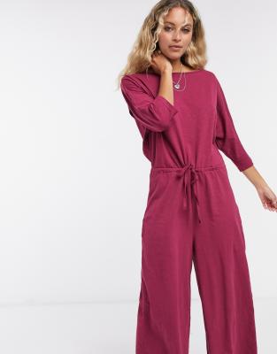 Повседневные комбинезоны Повседневный трикотажный комбинезон с поясом ASOS DESIGN-Красный