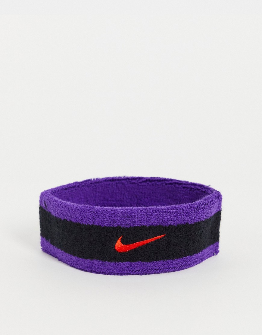 фото Повязка на голову фиолетового и черного цвета с логотипом-галочкой nike swoosh-фиолетовый цвет