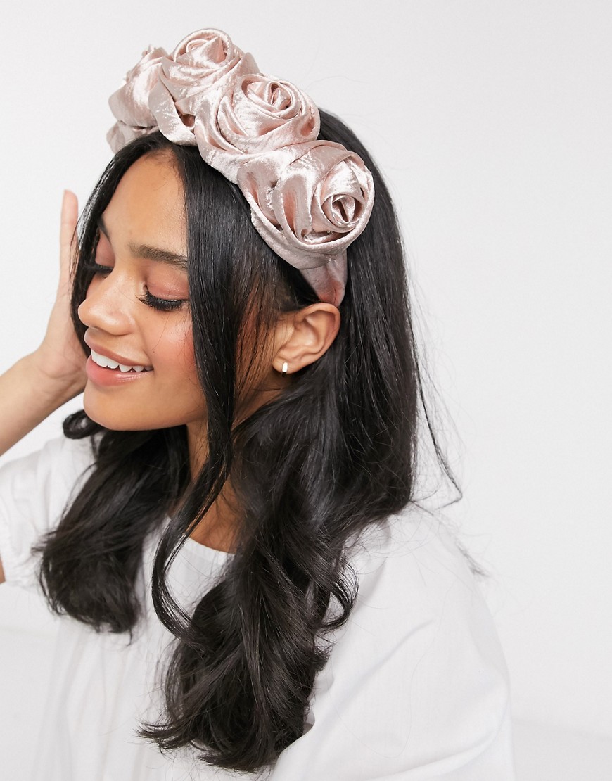 фото Повязка на голову с цветочной отделкой my accessories london-розовый
