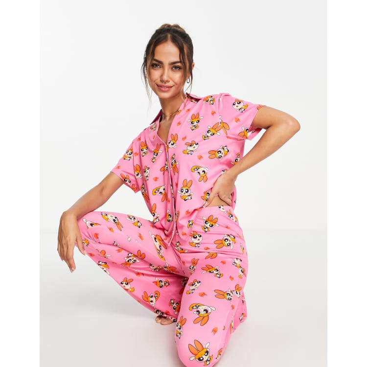 White Power Puff Girls Legging Pajama Set